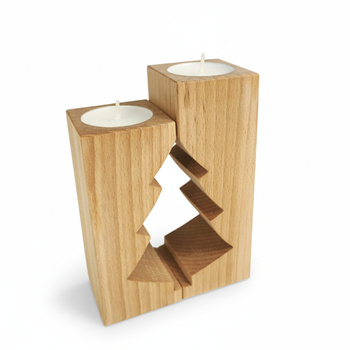 Świecznik Drewniany Choinka - Zestaw 2 szt. z Drewna Bukowego | GoodFreshDecor