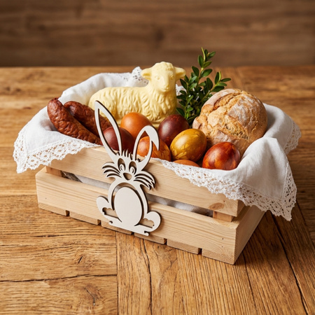 Skrzynka Wielkanocna Surowa z Zajączkiem 30x20 cm – Baza DIY i Koszyk | GoodFreshDecor