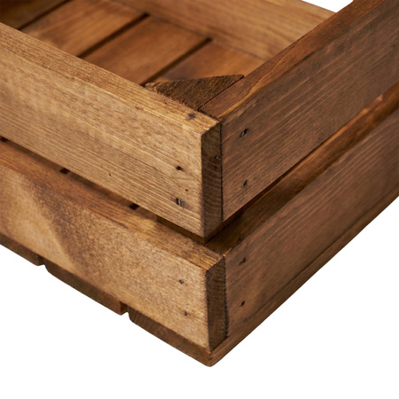 Skrzynka Drewniana z Płotkiem Brązowa 34x21x47 cm Kwietnik i Baza Prezentowa | GoodFreshDecor