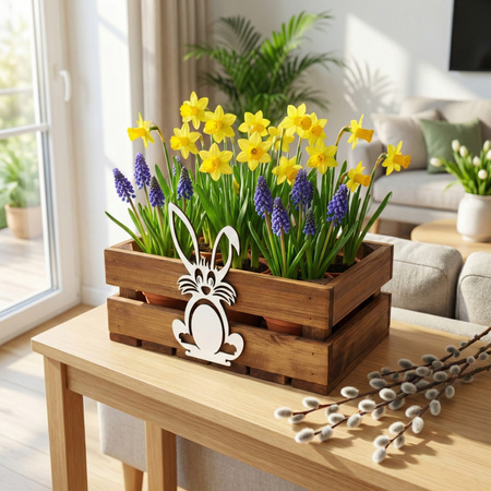 Skrzynka Wielkanocna Drewniana Brązowa z Zajączkiem 30x20 cm – Dekoracja DIY | GoodFreshDecor