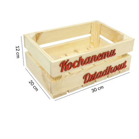 Zestaw Prezentowy: Skrzynka Drewniana "Kochanemu Dziadkowi" + Wełna Drzewna | GoodFreshDecor