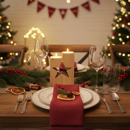 Świecznik Drewniany Gwiazda - Zestaw 2 szt. z Drewna Bukowego | GoodFreshDecor