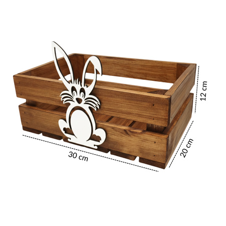 Skrzynka Wielkanocna Drewniana Brązowa z Zajączkiem 30x20 cm – Dekoracja DIY | GoodFreshDecor