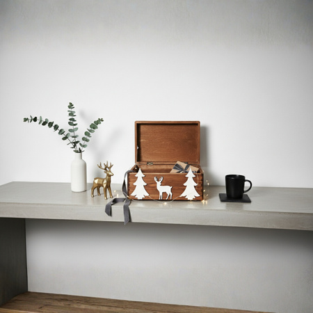 Świąteczna Skrzynka Drewniana Zamykana 30x20x14 cm na Prezent | GoodFreshDecor