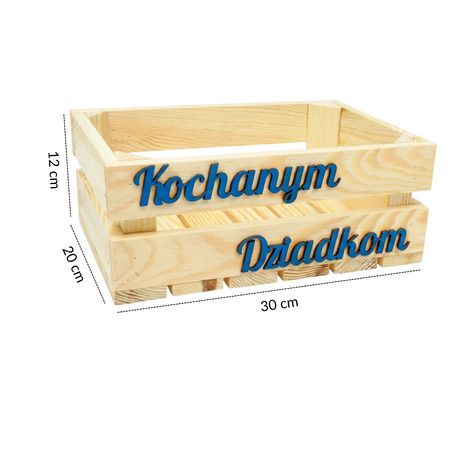 Skrzynka Drewniana Kosz Prezentowy "Kochanym Dziadkom" 30x20x12 | GoodFreshDecor