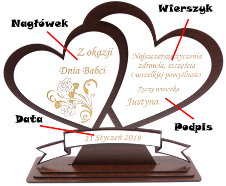 Statuetka Prezent Dzień Babci Dziadka Serca Grawer