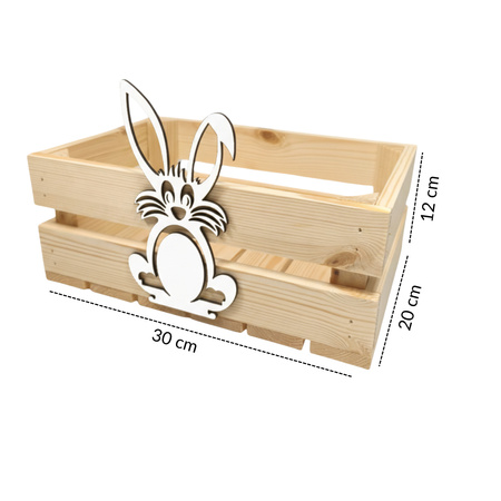 Skrzynka Wielkanocna Surowa z Zajączkiem 30x20 cm – Baza DIY i Koszyk | GoodFreshDecor