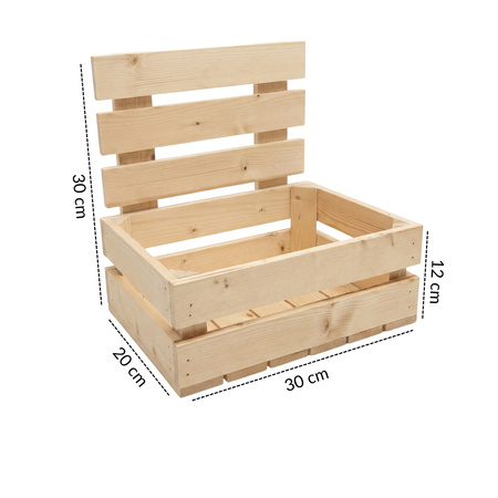Skrzynka Drewniana Surowa z Płotkiem (Oparciem) 30x20x30 cm – Baza DIY | GoodFreshDecor
