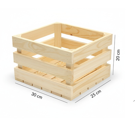 Duża Pojemna Skrzynka Drewniana 30x25x20 cm na Zabawki | GoodFreshDecor