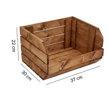 Skrzynka Drewniana Modułowa do Regału 37x30x22 cm Brązowa Pojemnik | GoodFreshDecor