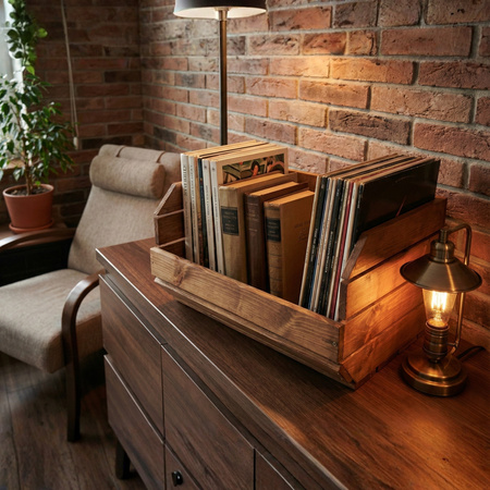 Skrzynka Drewniana Modułowa do Regału 37x30x22 cm Brązowa Pojemnik | GoodFreshDecor