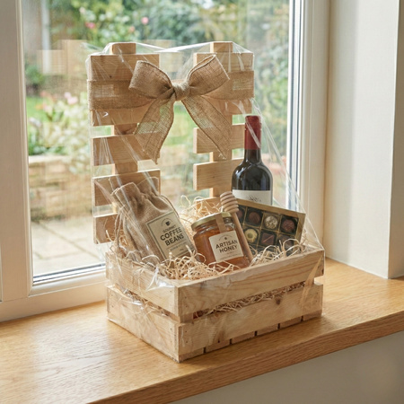 Skrzynka Drewniana z Płotkiem "Drabinka" 34x21x47 cm Surowa Baza na Kwiaty i Prezent | GoodFreshDecor