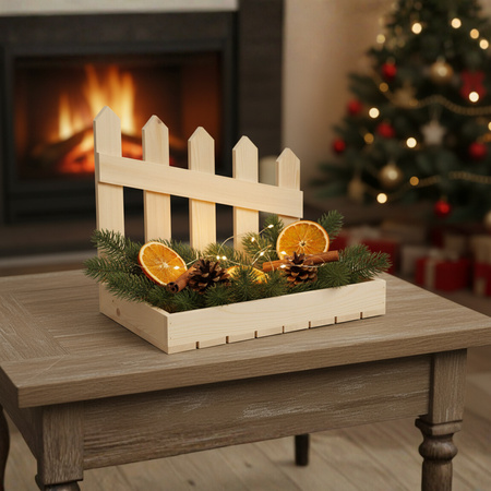 Drewniany Organizer z Płotkiem 40x26x34,5 cm "Ranczo" | GoodFreshDecor