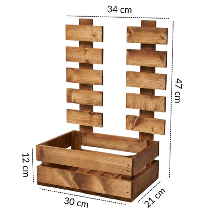 Skrzynka Drewniana z Płotkiem Brązowa 34x21x47 cm Kwietnik i Baza Prezentowa | GoodFreshDecor