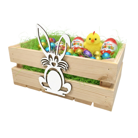 Skrzynka Wielkanocna Surowa z Zajączkiem 30x20 cm – Baza DIY i Koszyk | GoodFreshDecor