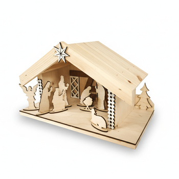 Drewniana Szopka Bożonarodzeniowa Stajenka + 8 Figurek | GoodFreshDecor