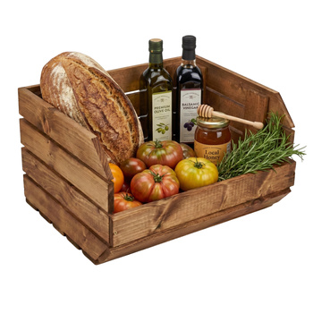 Skrzynka Drewniana Modułowa do Regału 37x30x22 cm Brązowa Pojemnik | GoodFreshDecor