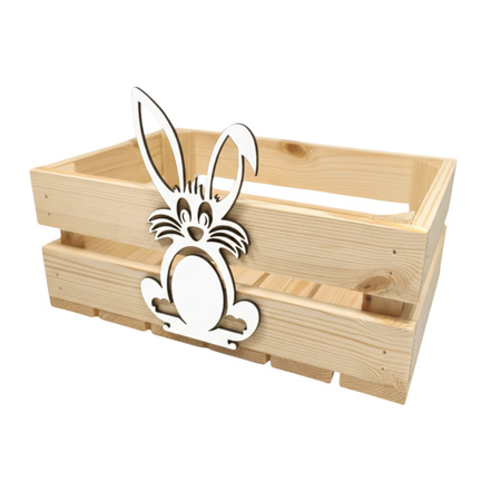Skrzynka Wielkanocna Surowa z Zajączkiem 30x20 cm – Baza DIY i Koszyk | GoodFreshDecor