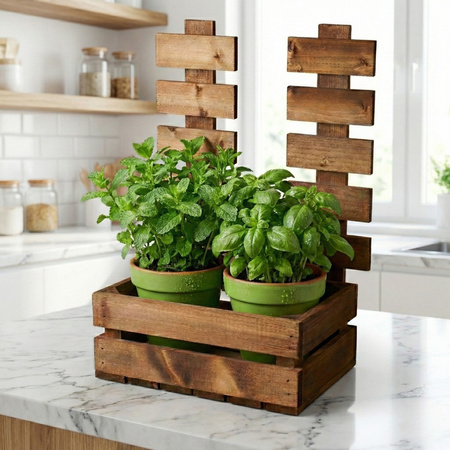 Skrzynka Drewniana z Płotkiem Brązowa 34x21x47 cm Kwietnik i Baza Prezentowa | GoodFreshDecor