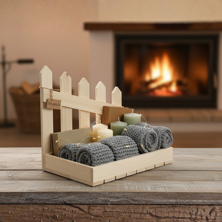 Drewniany Organizer z Płotkiem 40x26x34,5 cm "Ranczo" | GoodFreshDecor