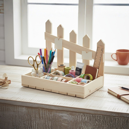 Drewniany Organizer z Płotkiem 40x26x34,5 cm "Ranczo" | GoodFreshDecor