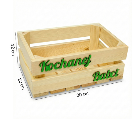 Skrzynka Drewniana Kosz Prezentowy "Kochanej Babci" 30x20x12 | GoodFreshDecor