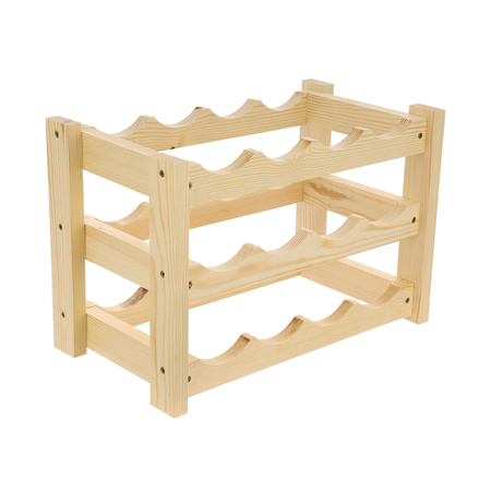 Drewniany Stojak na Wino Regał na 12 Butelek Sosnowy | GoodFreshDecor
