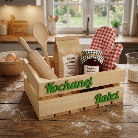 Skrzynka Drewniana Kosz Prezentowy "Kochanej Babci" 30x20x12 | GoodFreshDecor
