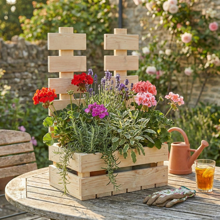 Skrzynka Drewniana z Płotkiem "Drabinka" 34x21x47 cm Surowa Baza na Kwiaty i Prezent | GoodFreshDecor