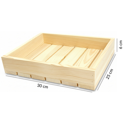 Duża Niska Skrzynka Drewniana 30x25x6 cm Taca na Dokumenty | GoodFreshDecor