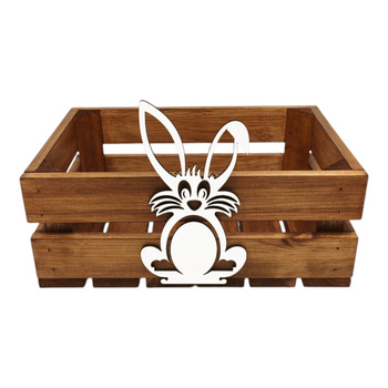 Elegancka Skrzynka Wielkanocna z Zajączkiem, Brązowa, 30x20x12 cm