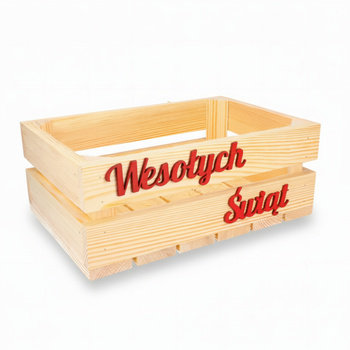 Skrzynka Drewniana Świąteczna 30x20x12 Wesołych Świąt | GoodFreshDecor
