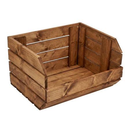 Skrzynka Drewniana Modułowa do Regału 37x30x22 cm Brązowa Pojemnik | GoodFreshDecor