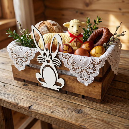 Skrzynka Wielkanocna Drewniana Brązowa z Zajączkiem 30x20 cm – Dekoracja DIY | GoodFreshDecor