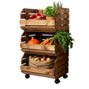 Regał Modułowy na Kółkach Wózek na Warzywa Owoce Drewniany Brąz | GoodFreshDecor