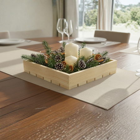 Duża Niska Skrzynka Drewniana 30x25x6 cm Taca na Dokumenty | GoodFreshDecor
