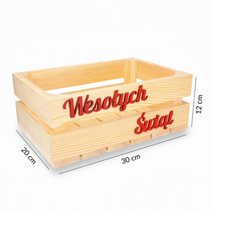 Skrzynka Drewniana Świąteczna 30x20x12 Wesołych Świąt | GoodFreshDecor