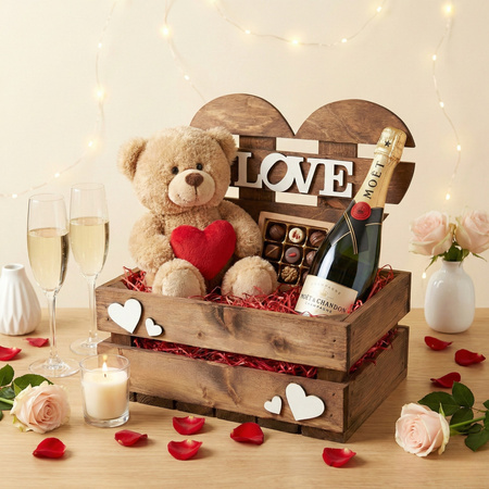 Skrzynka na Walentynki Brązowa "LOVE" z Sercem 30x20x31 cm Baza Prezentowa | GoodFreshDecor