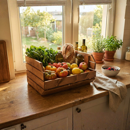 Skrzynka Drewniana Modułowa do Regału 37x30x22 cm Brązowa Pojemnik | GoodFreshDecor