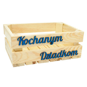 Skrzynka Drewniana Kosz Prezentowy "Kochanym Dziadkom" 30x20x12 | GoodFreshDecor