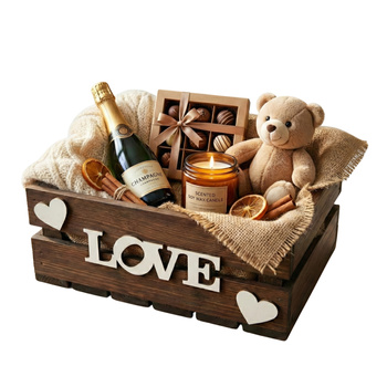 Skrzynka Walentynkowa Brązowa z Białym Napisem "LOVE" 30x20x12 cm Vintage | GoodFreshDecor