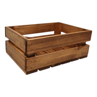 Drewniana skrzynka dekoracyjna 30x20x12 cm, brązowa, pudełko do przechowywania na wino, owoce, warzywa, ekologiczna, strugana